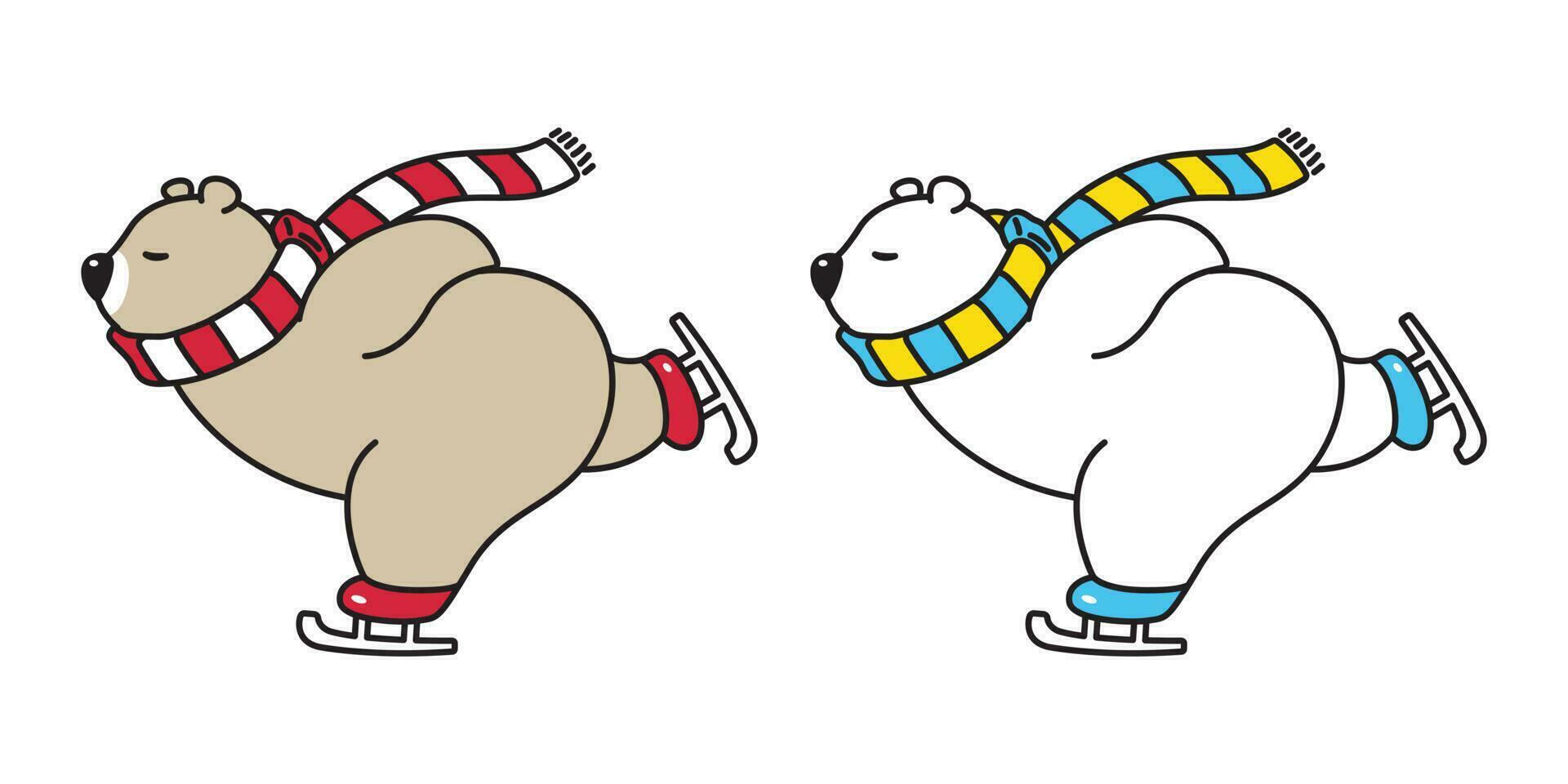 Urso vetor polar Urso ícone logotipo gelo patim esqui Natal desenho animado personagem ilustração