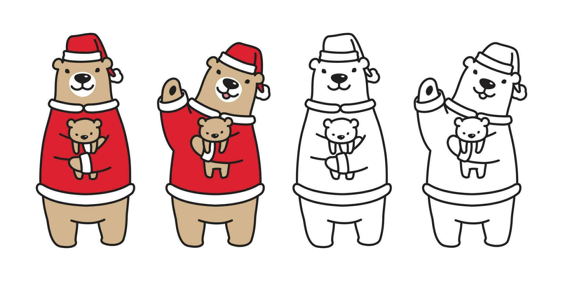 Urso vetor polar Urso Natal santa claus chapéu Urso de pelúcia desenho animado personagem ilustração Castanho