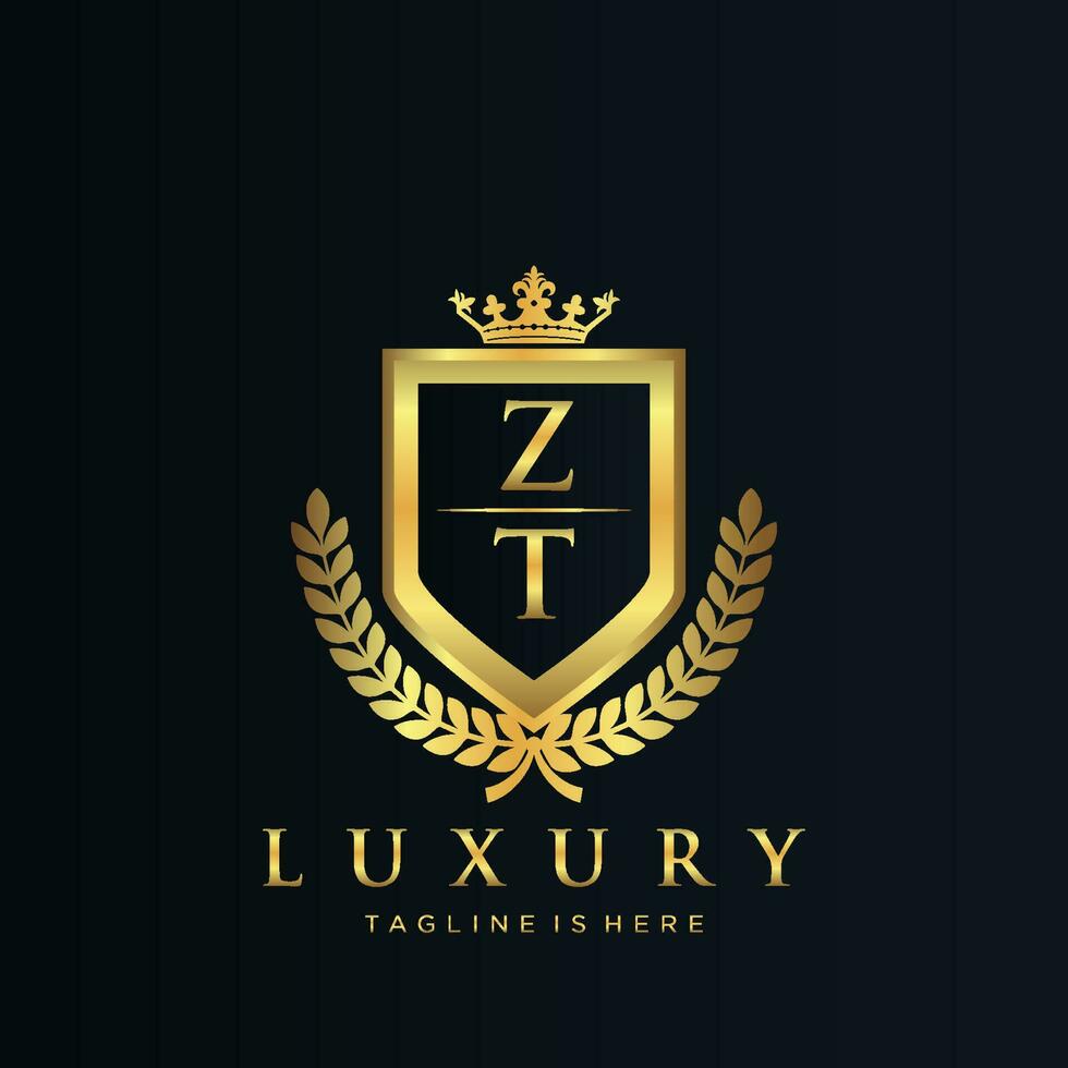 zt carta inicial com real luxo logotipo modelo vetor