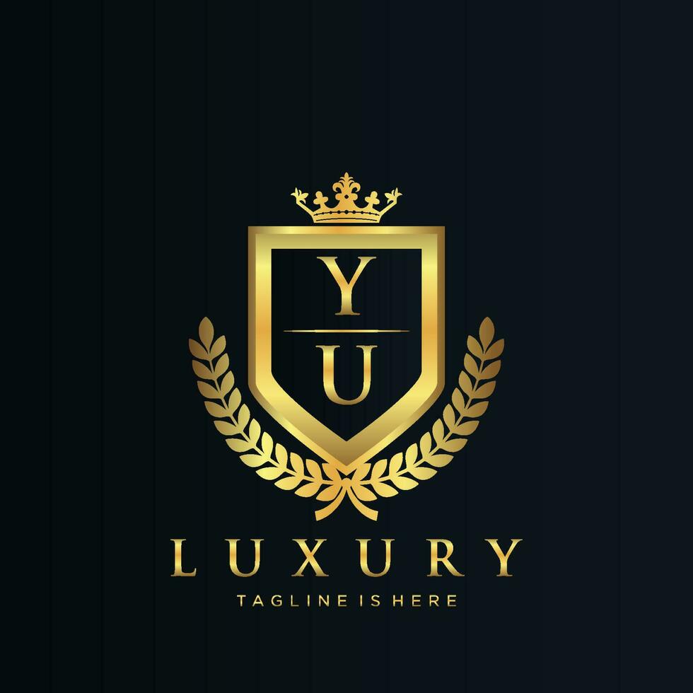 yu carta inicial com real luxo logotipo modelo vetor