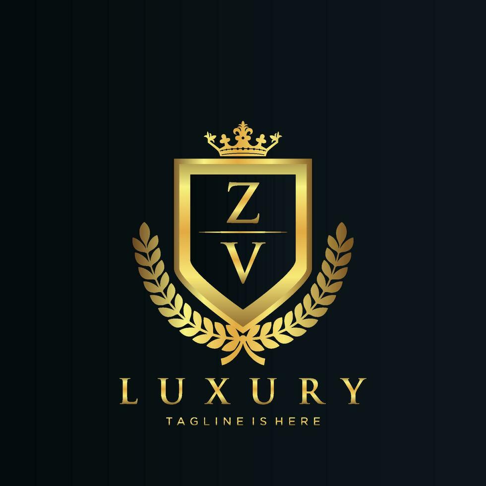 zv carta inicial com real luxo logotipo modelo vetor
