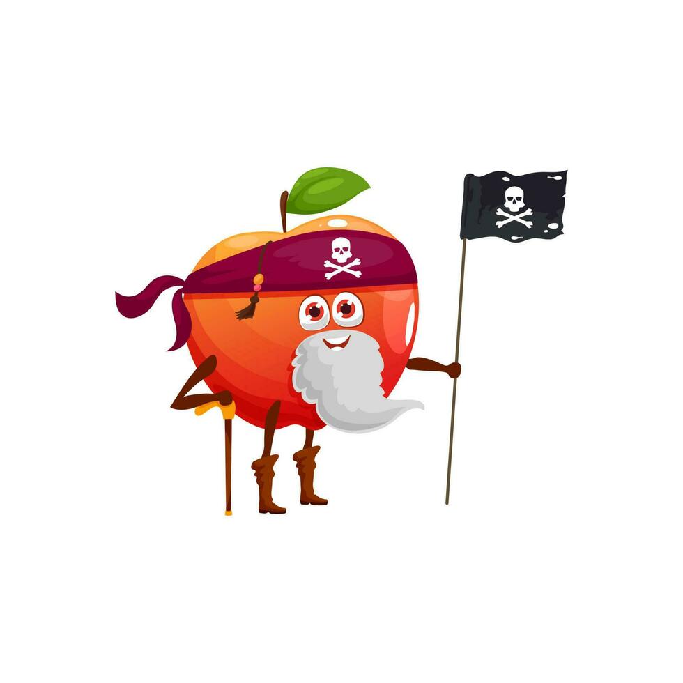 maçã com folha isolado pirata emoticon personagem vetor