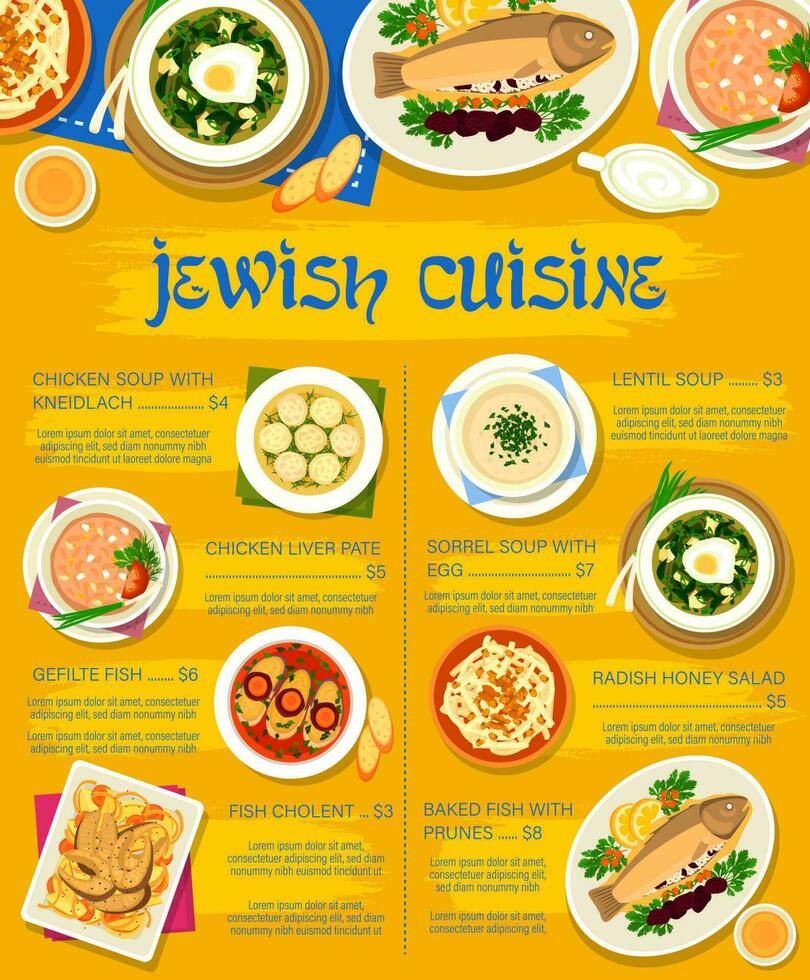judaico cozinha restaurante cardápio vetor cobrir