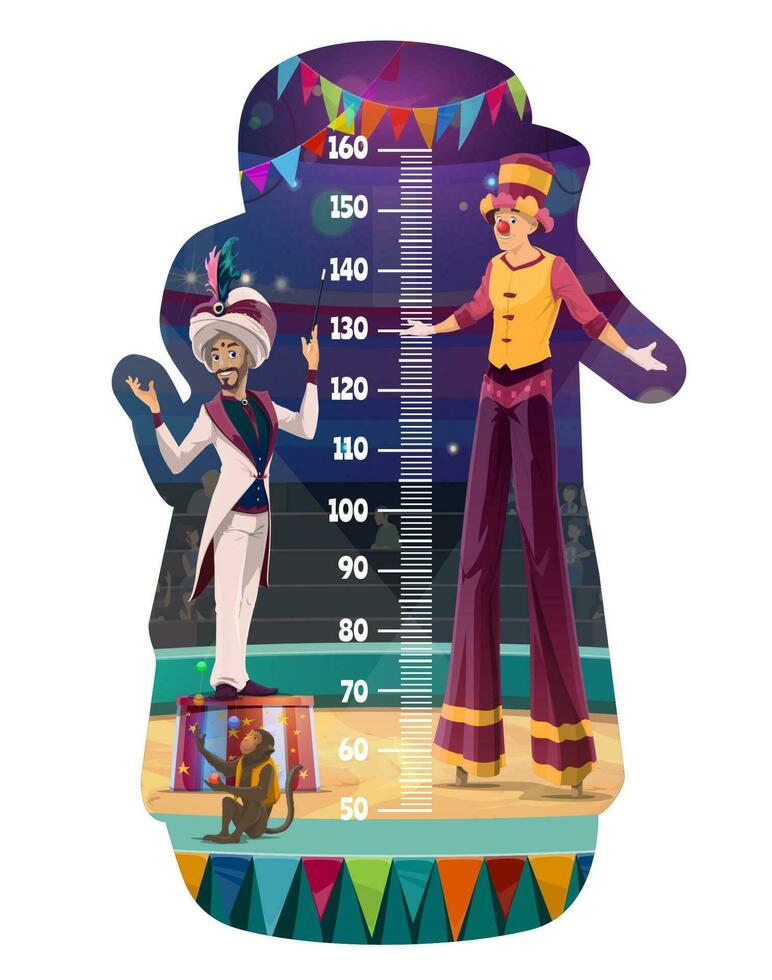 crianças altura gráfico, crescimento metro circo artistas vetor