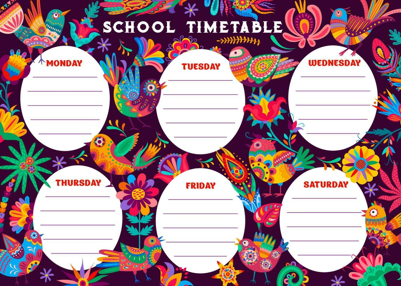 Educação calendário agendar, mexicano Alebrije vetor