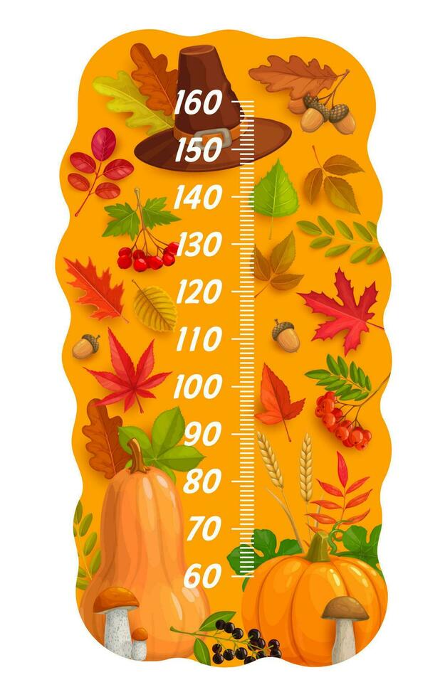crianças altura gráfico com Ação de graças feriado vetor
