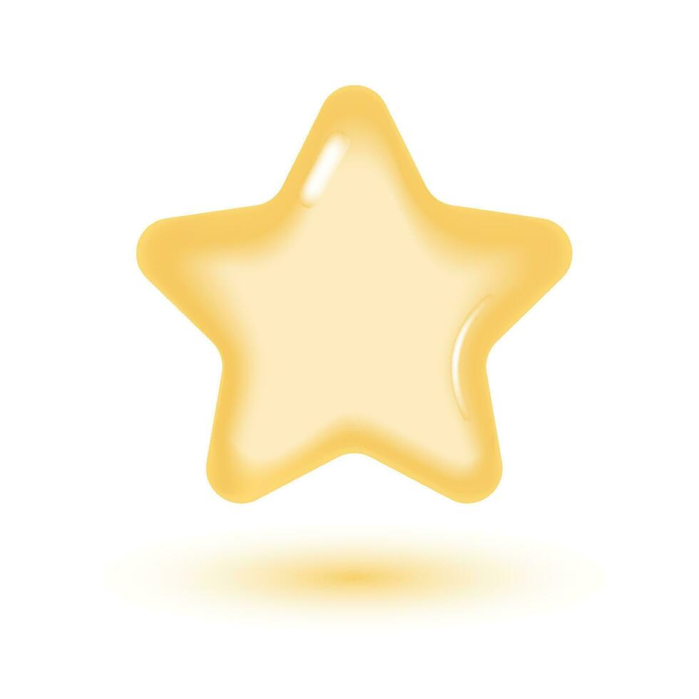 Estrela amarela. feedback de classificação do cliente, tocou, classificação, conquistas e conceito de decoração. ícone de vetor 3D. estilo minimalista dos desenhos animados