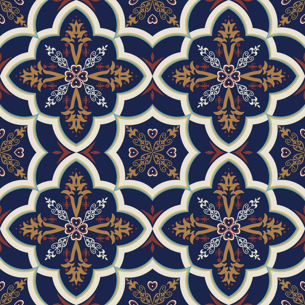 étnico geométrico floral telha padronizar. étnico geométrico floral forma desatado padronizar árabe estilo. Mediterrâneo padronizar usar para tecido, têxtil, casa decoração elementos, estofamento, invólucro. vetor