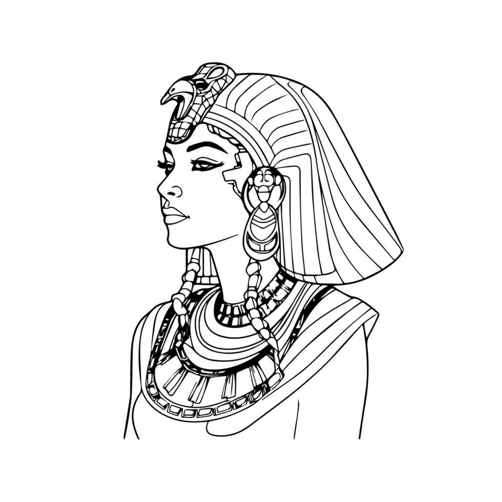 experiência a poder do a faraós com nosso deslumbrante Cleópatra superior corpo ilustração. isto régio obra de arte é em forma para uma rainha vetor