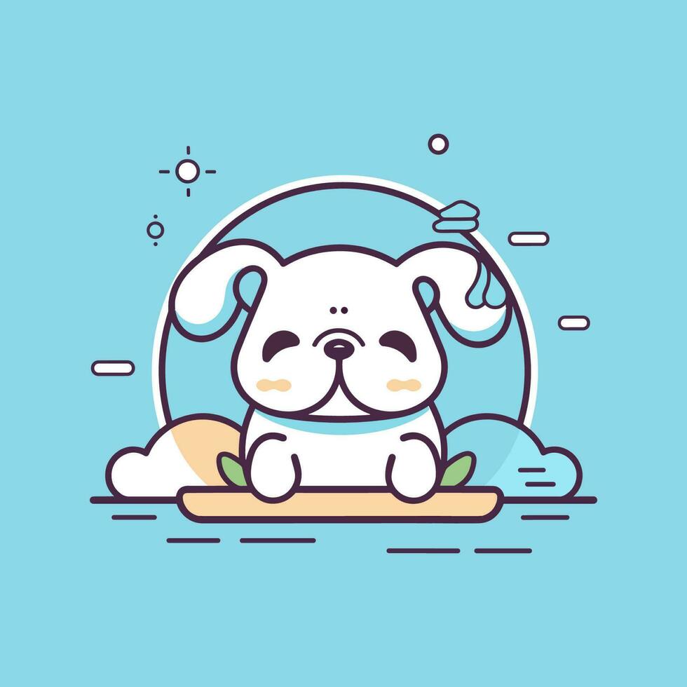 fofa kawaii buldogue desenho animado cachorrinho cachorro ilustração vetor