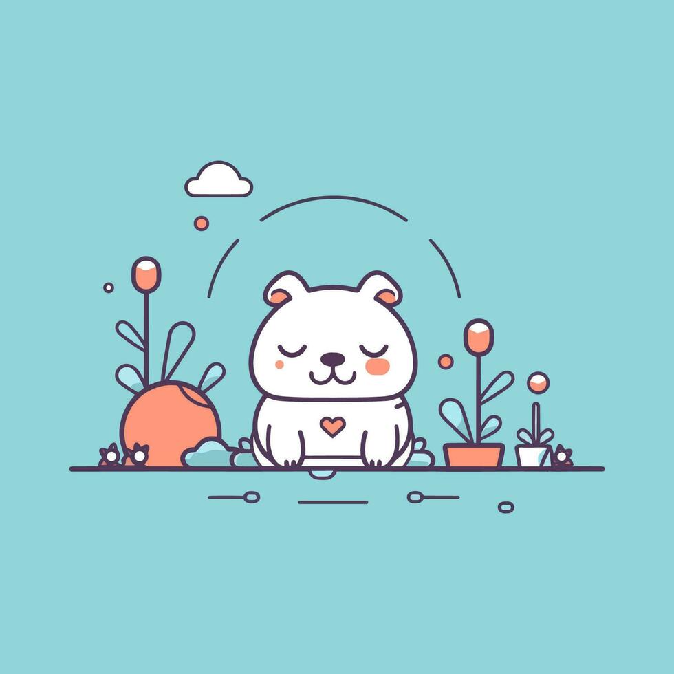 fofa kawaii buldogue desenho animado cachorrinho cachorro ilustração vetor