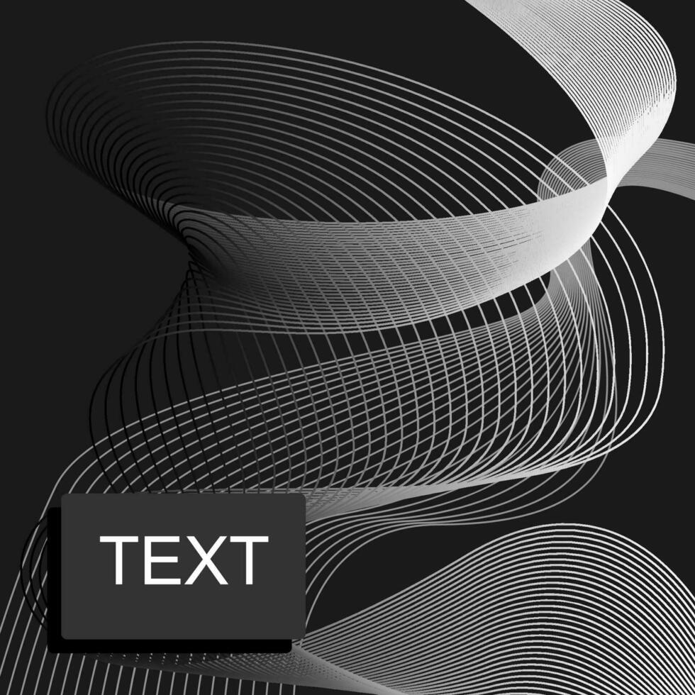Preto onda linhas abstrato fundo com texto. vetor eps10.