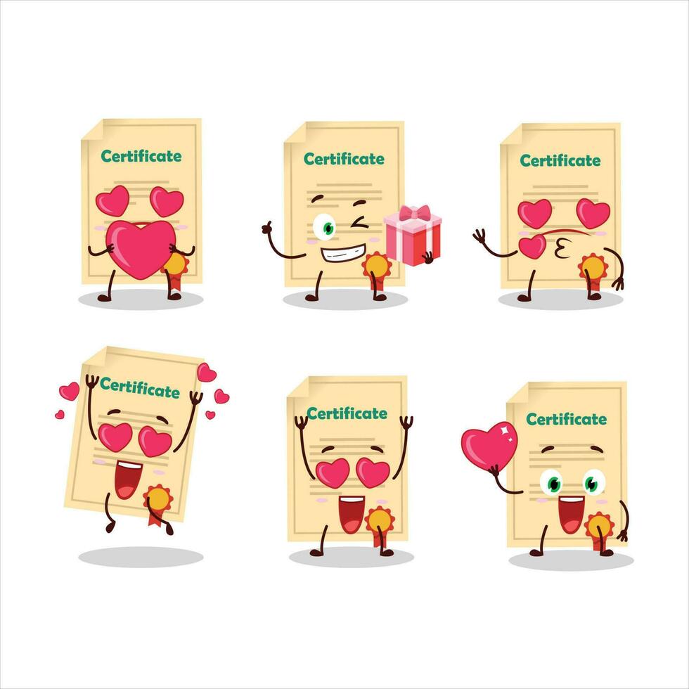 prêmio papel desenho animado personagem com amor fofa emoticon vetor