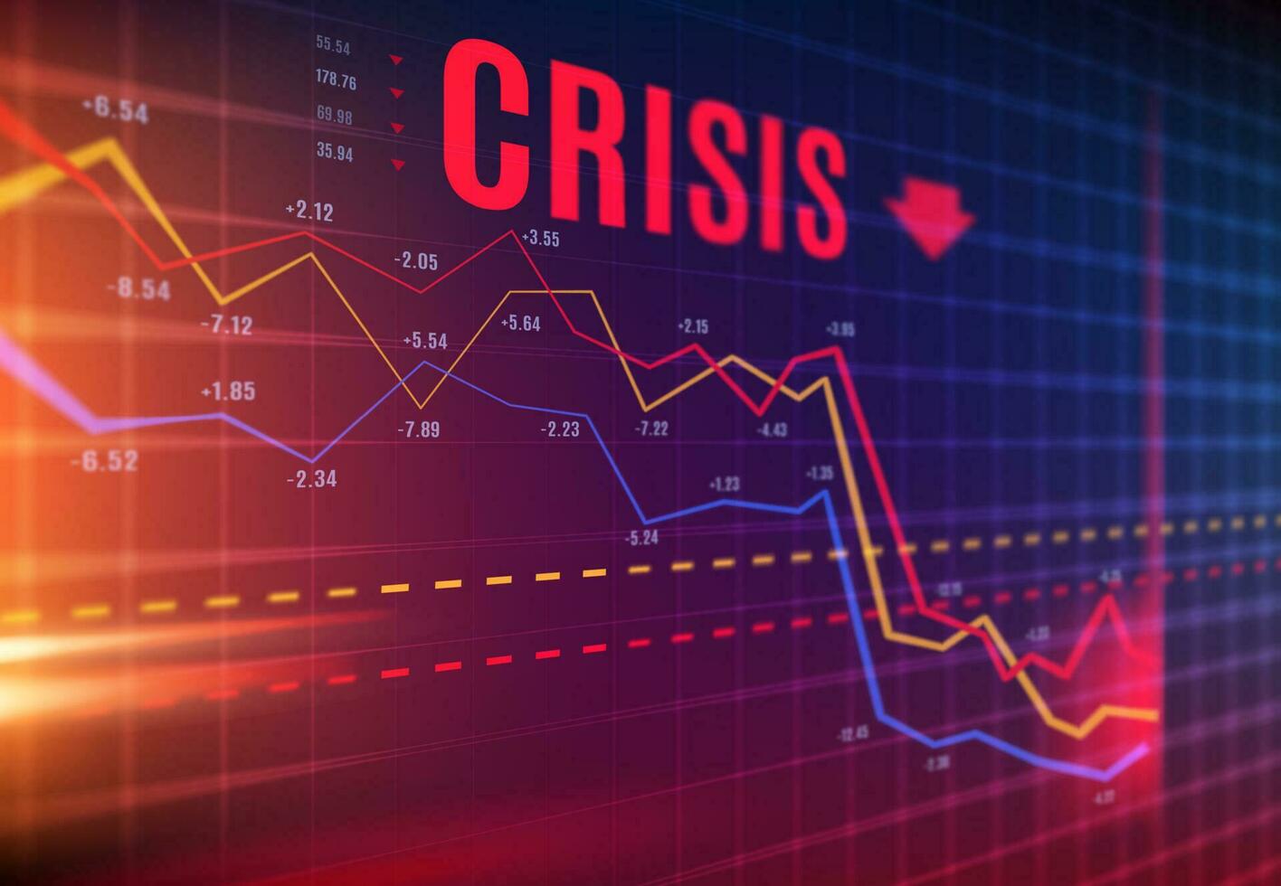 crise ou estoque batida em mercado, perda negociação baixa vetor