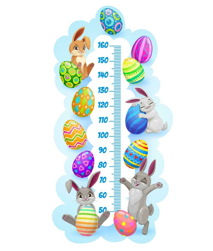 Páscoa coelhos e ovos crianças altura gráfico, metro vetor