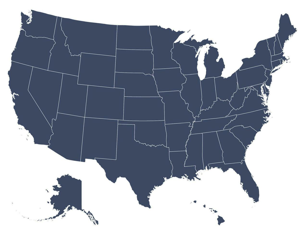 EUA mapa com estados, Unidos estados do América mapa. isolado mapa do EUA. vetor