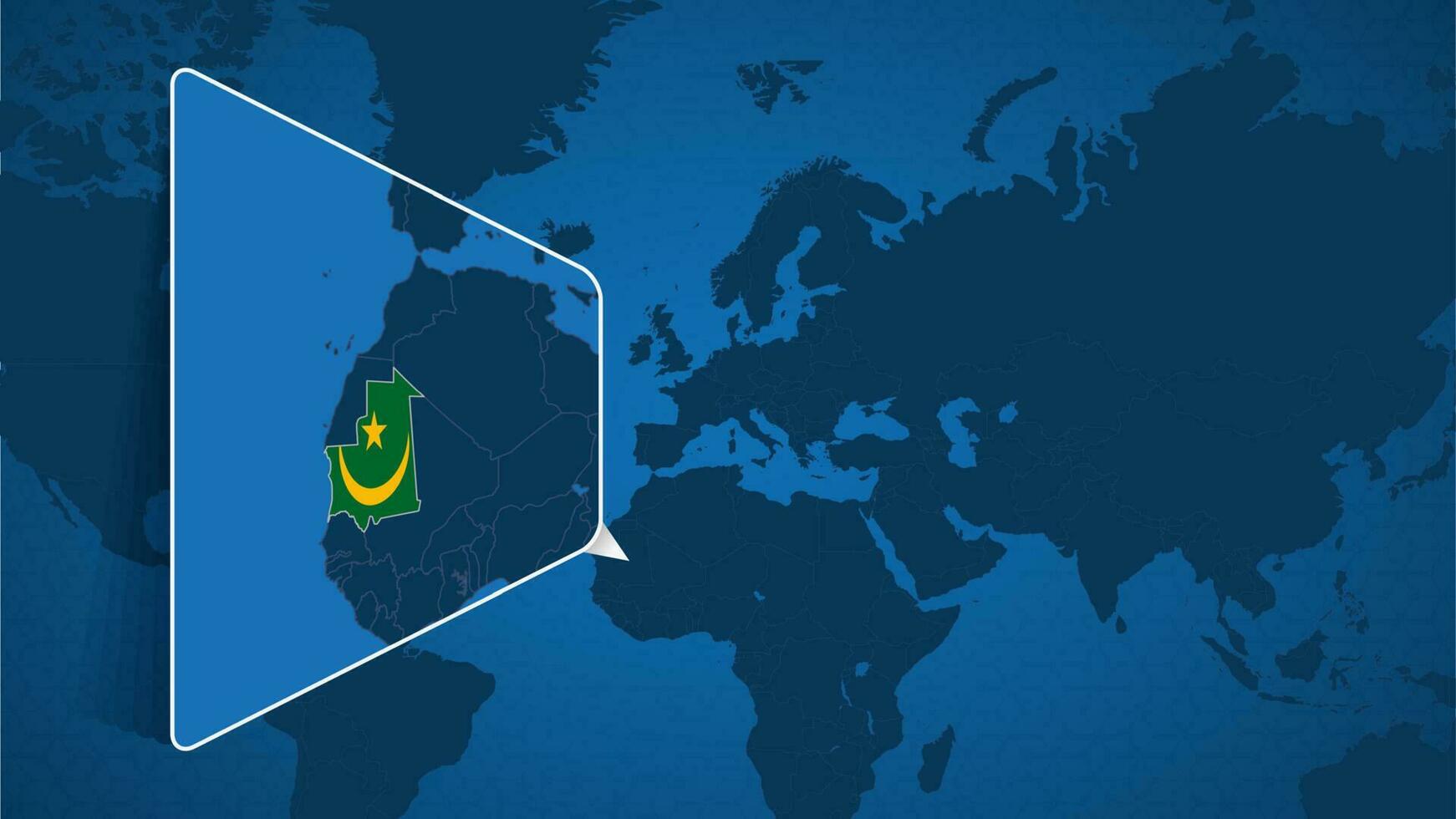 localização do Mauritânia em a mundo mapa com ampliado mapa do Mauritânia com bandeira. vetor