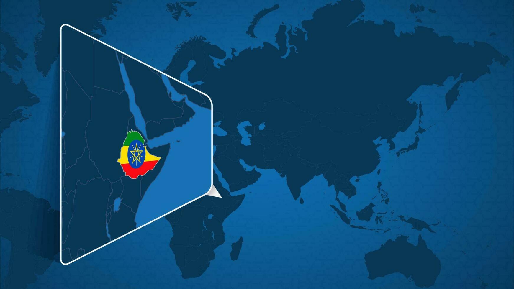 localização do Etiópia em a mundo mapa com ampliado mapa do Etiópia com bandeira. vetor