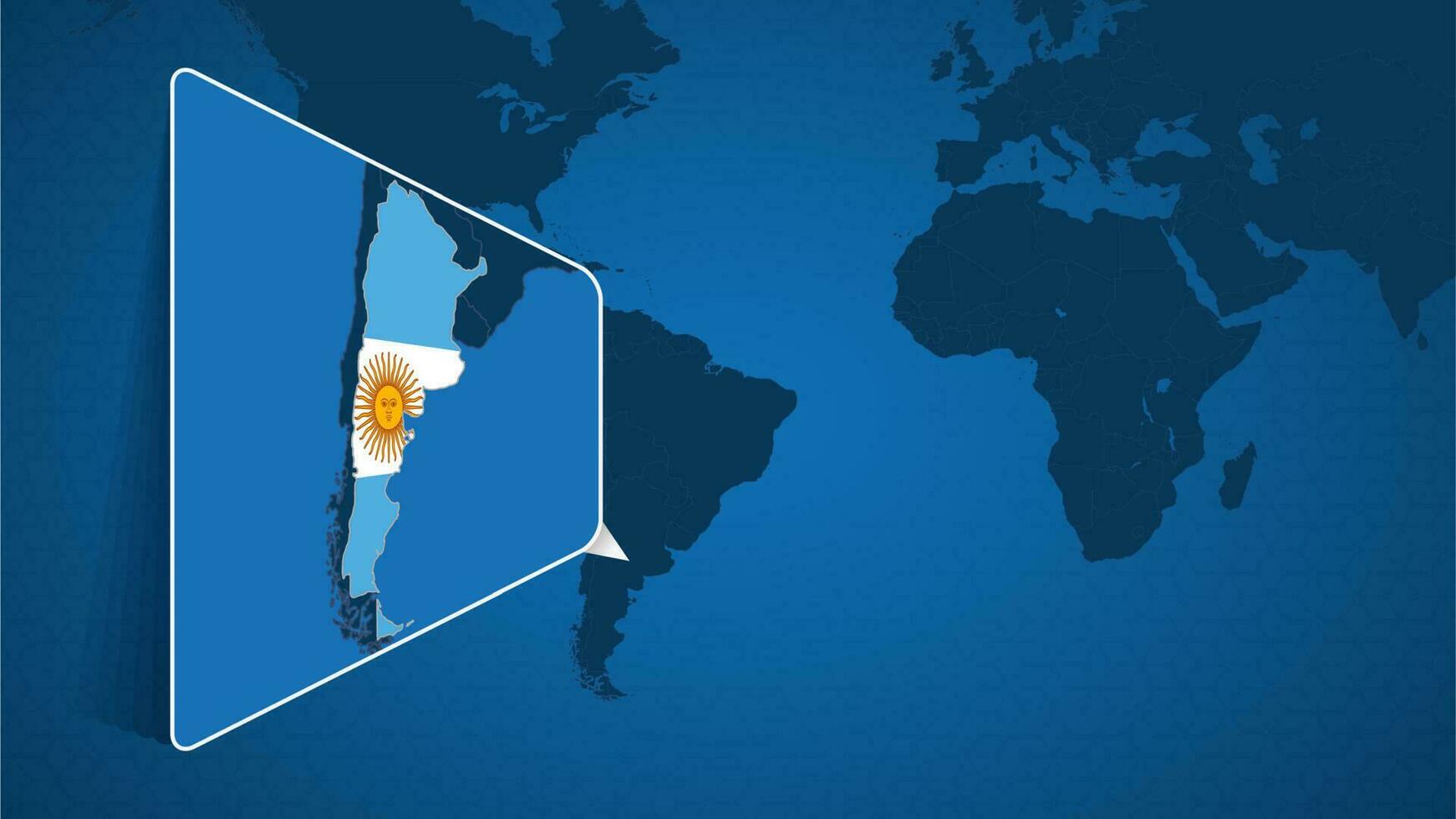 localização do Argentina em a mundo mapa com ampliado mapa do Argentina com bandeira. vetor