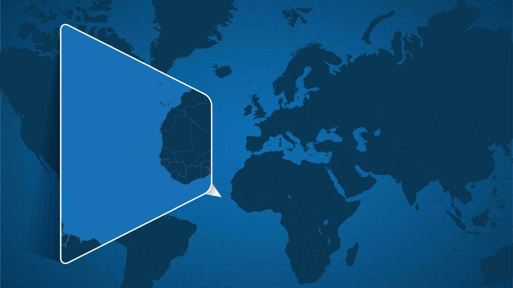 localização do capa verde em a mundo mapa com ampliado mapa do capa verde com bandeira. vetor