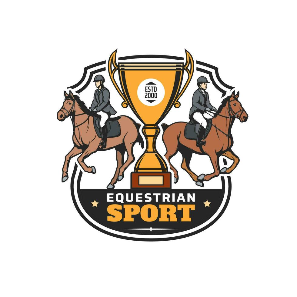 equestre esporte ícone, cavalo, jóquei, raça troféu vetor