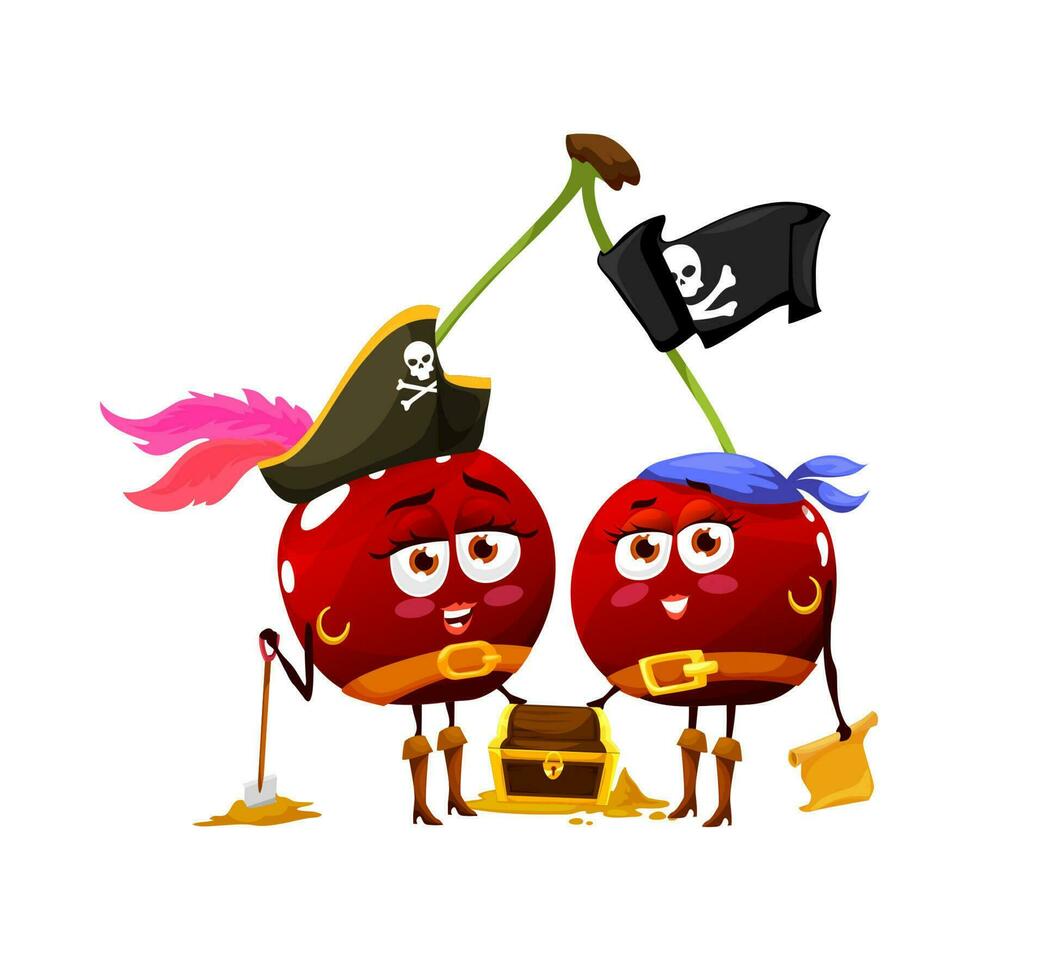 desenho animado cereja gêmeos pirata personagens vetor