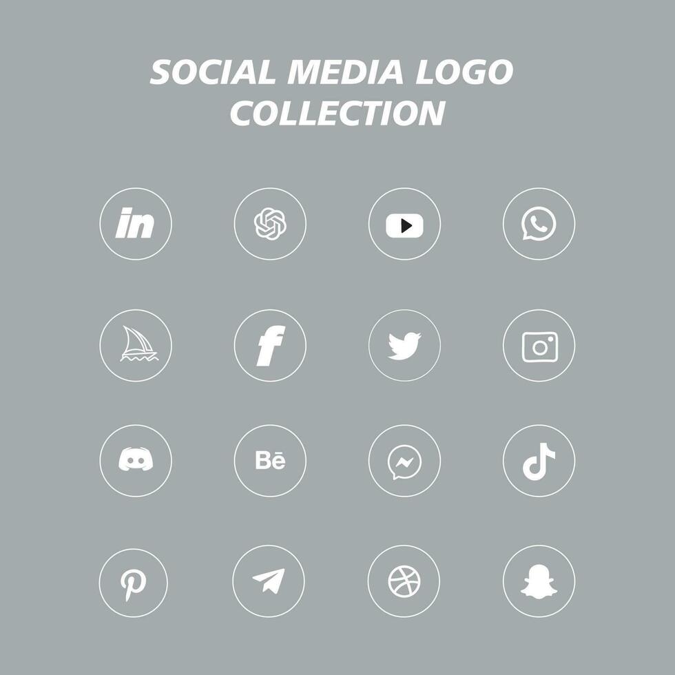 popular social rede símbolos, social meios de comunicação logotipo ícones coleção vetor