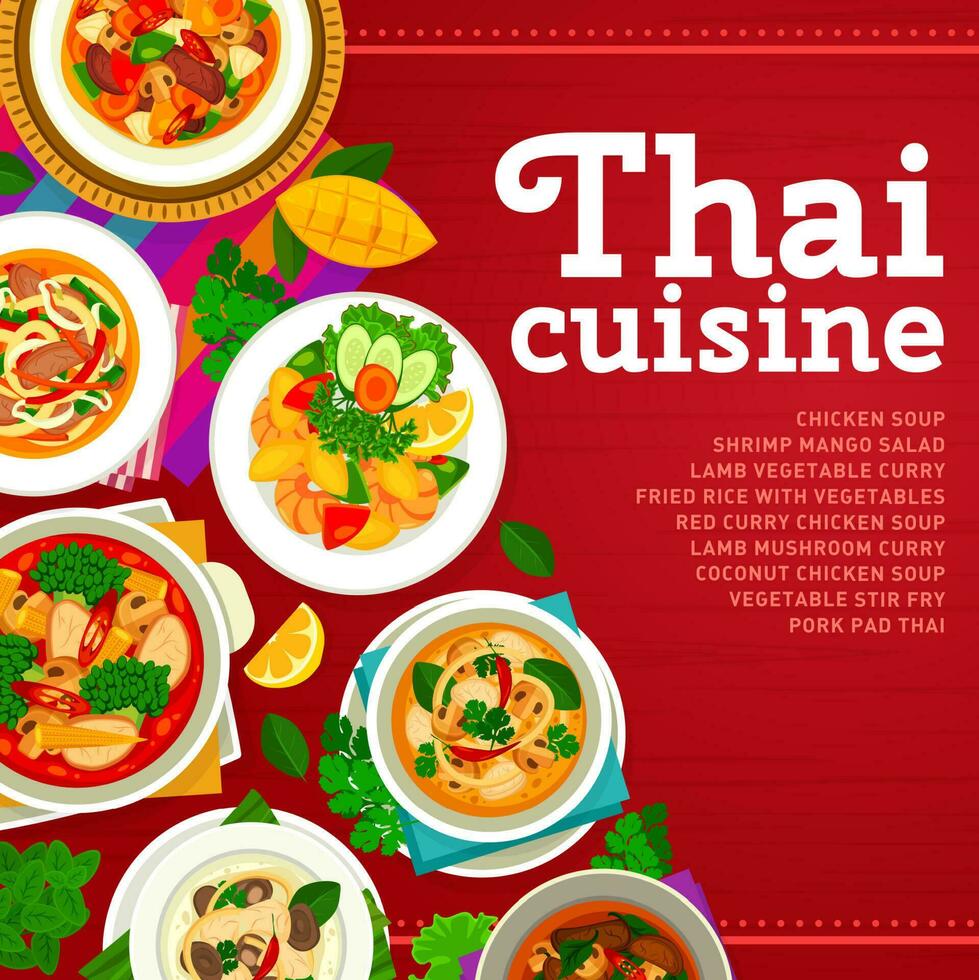 tailandês cozinha restaurante Comida cardápio vetor cobrir