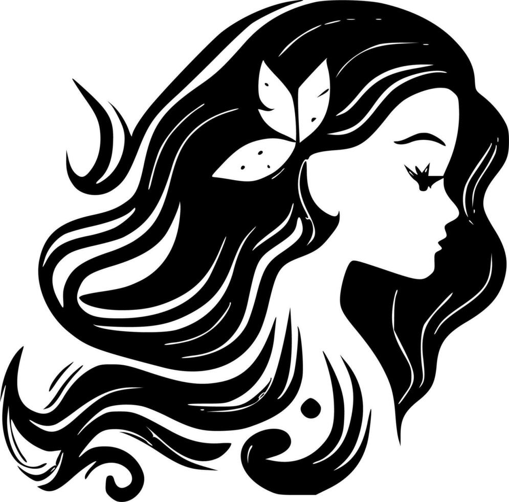 sereia - Preto e branco isolado ícone - vetor ilustração