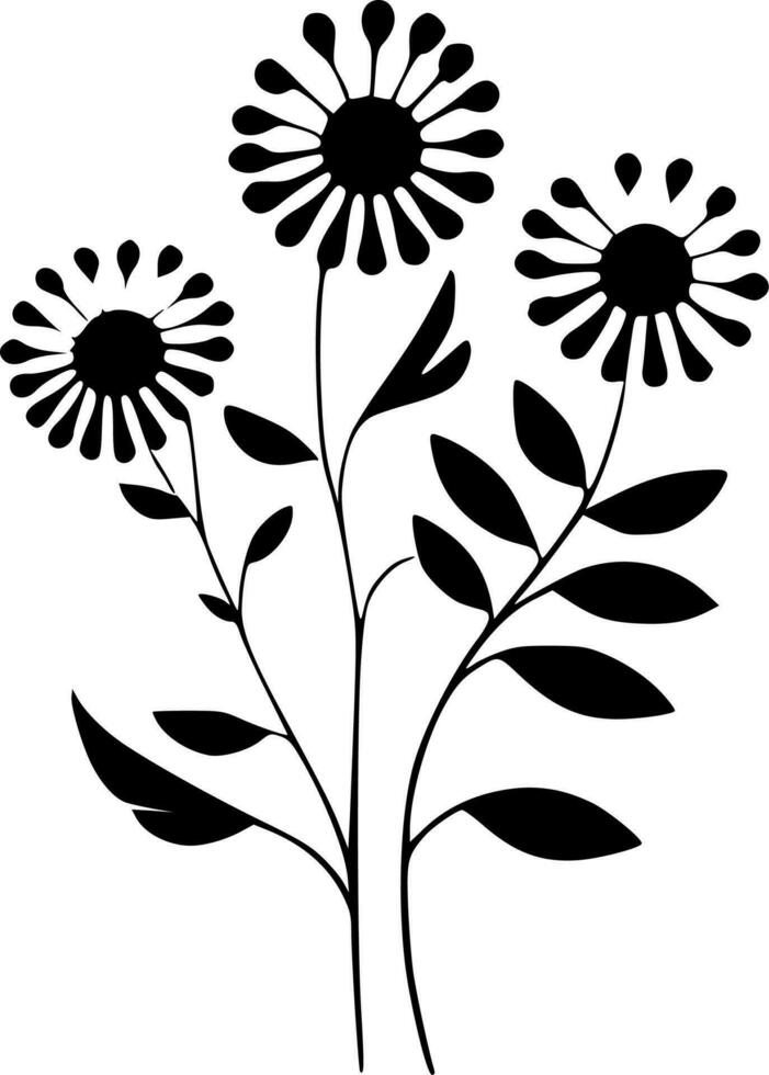 flores - Preto e branco isolado ícone - vetor ilustração