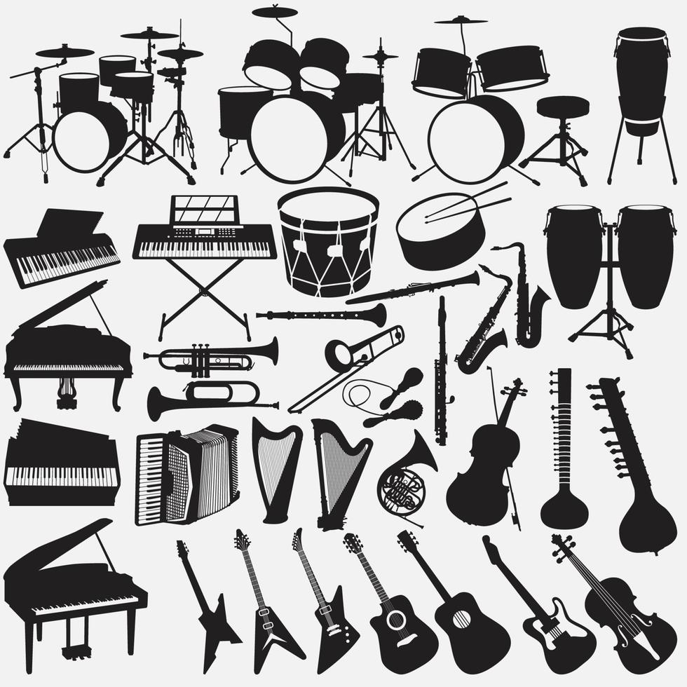 conjunto de modelos de design de vetor de ilustração de instrumentos musicais