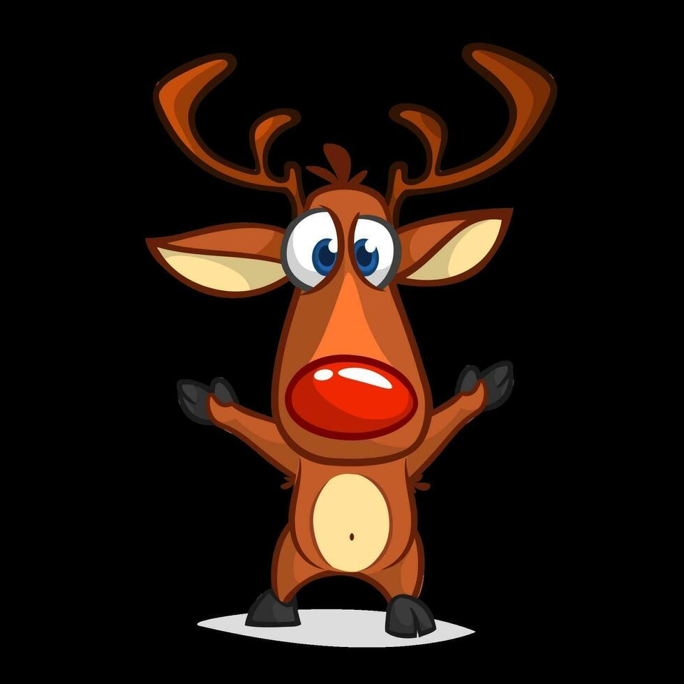 engraçado desenho animado vermelho nariz rena. Natal vetor ilustração isolado