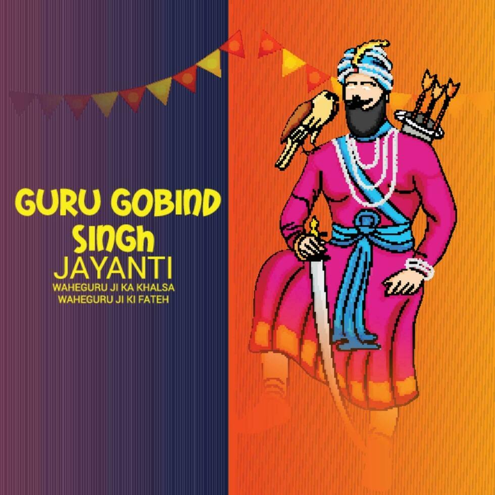 ilustração em vetor de um plano de fundo para o festival guru gobind singh jayanti feliz para a celebração do sikh.