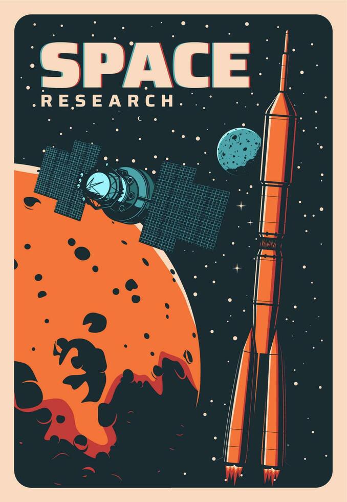 espaço foguete e satélite, Marte colonização vetor