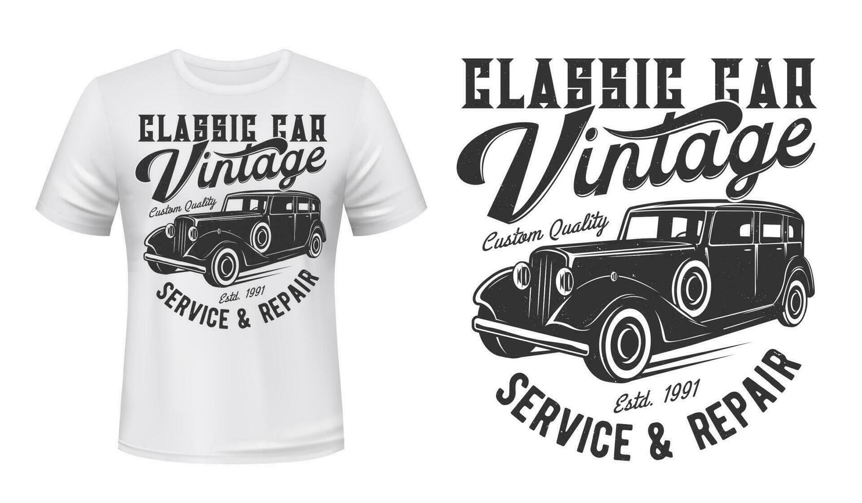 vintage carro camiseta imprimir, vetor