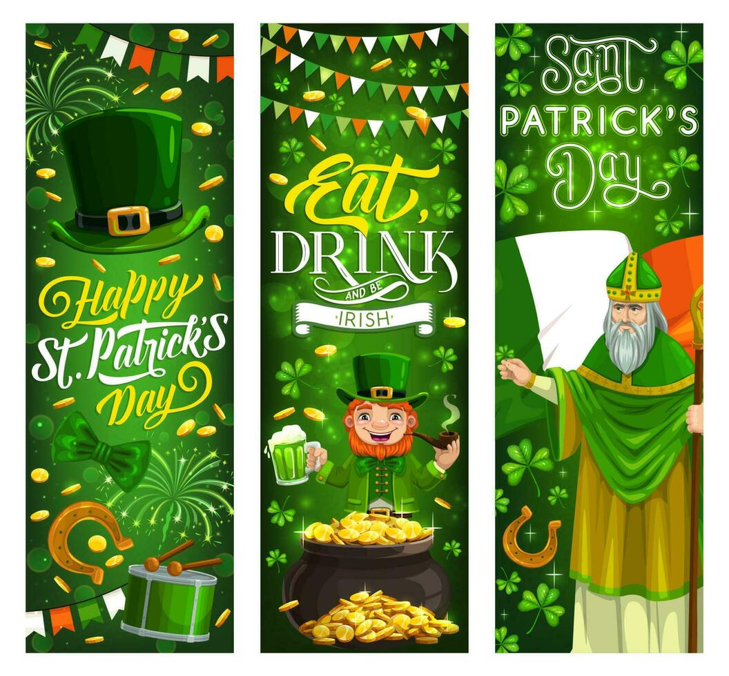 st patrick dia duende e irlandês arroz homem vetor