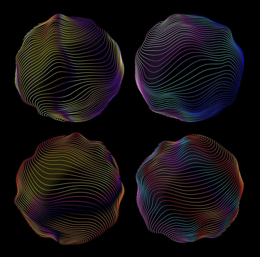 digital onda falha volta círculos, abstrato néon vetor