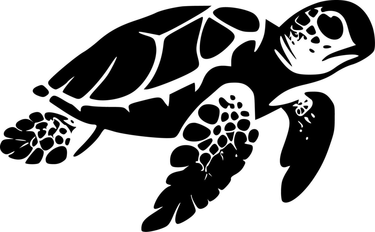mar tartaruga, Preto e branco vetor ilustração