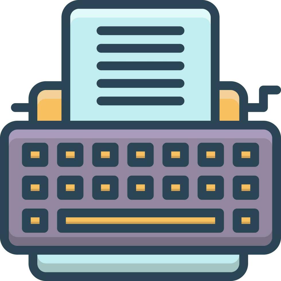cor ícone para máquina de escrever vetor