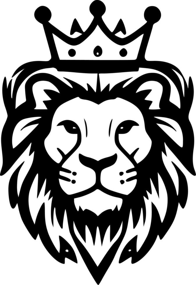 leão coroa - Preto e branco isolado ícone - vetor ilustração
