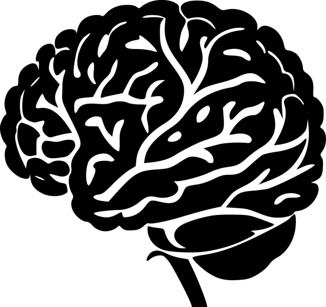 cérebro - Preto e branco isolado ícone - vetor ilustração