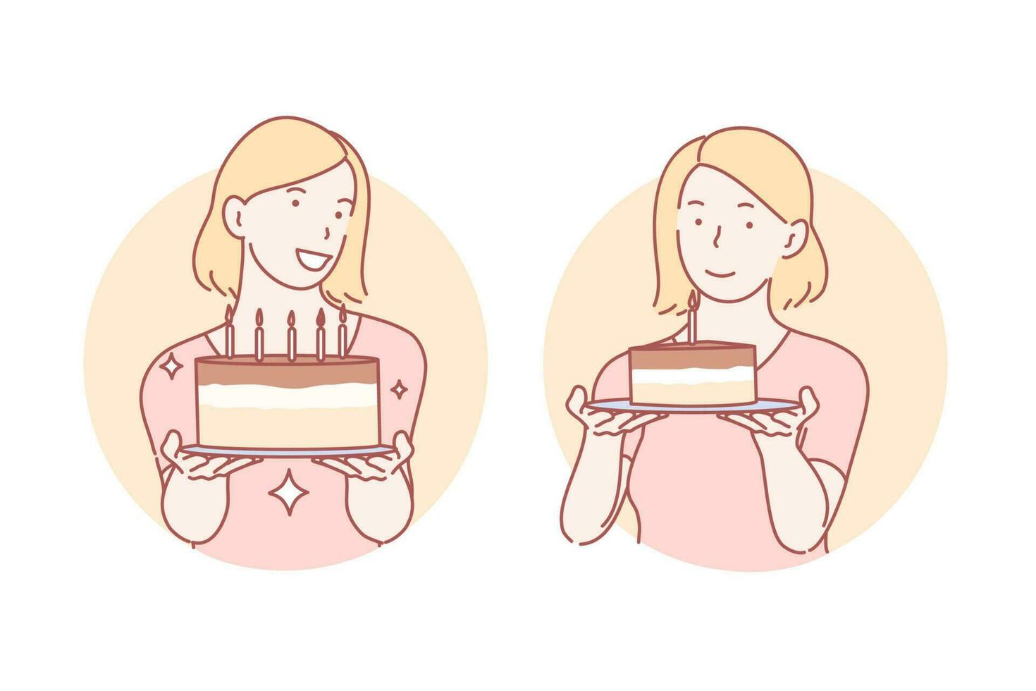 parabéns, aniversário bolo conjunto conceito vetor
