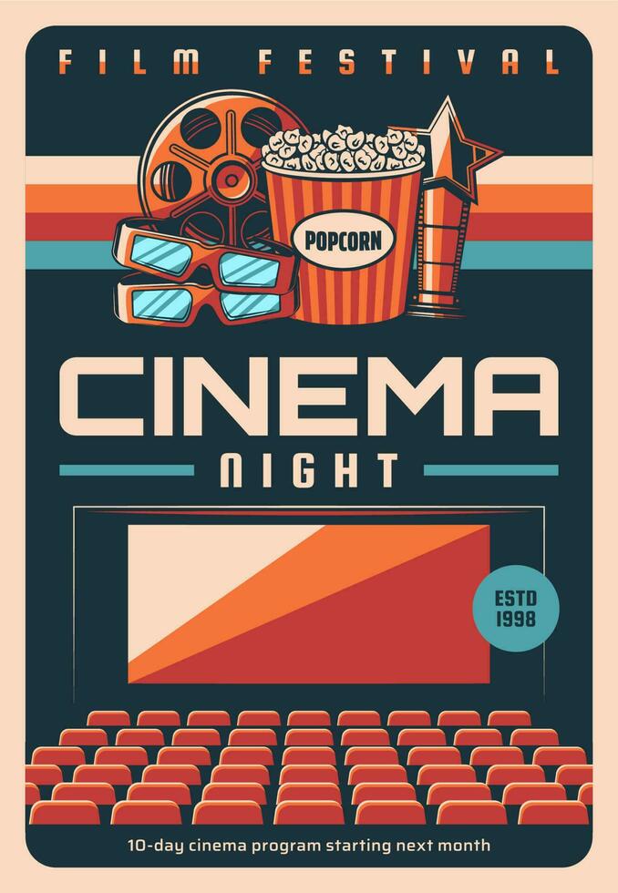 filme festival, cinematografia arte retro poster vetor