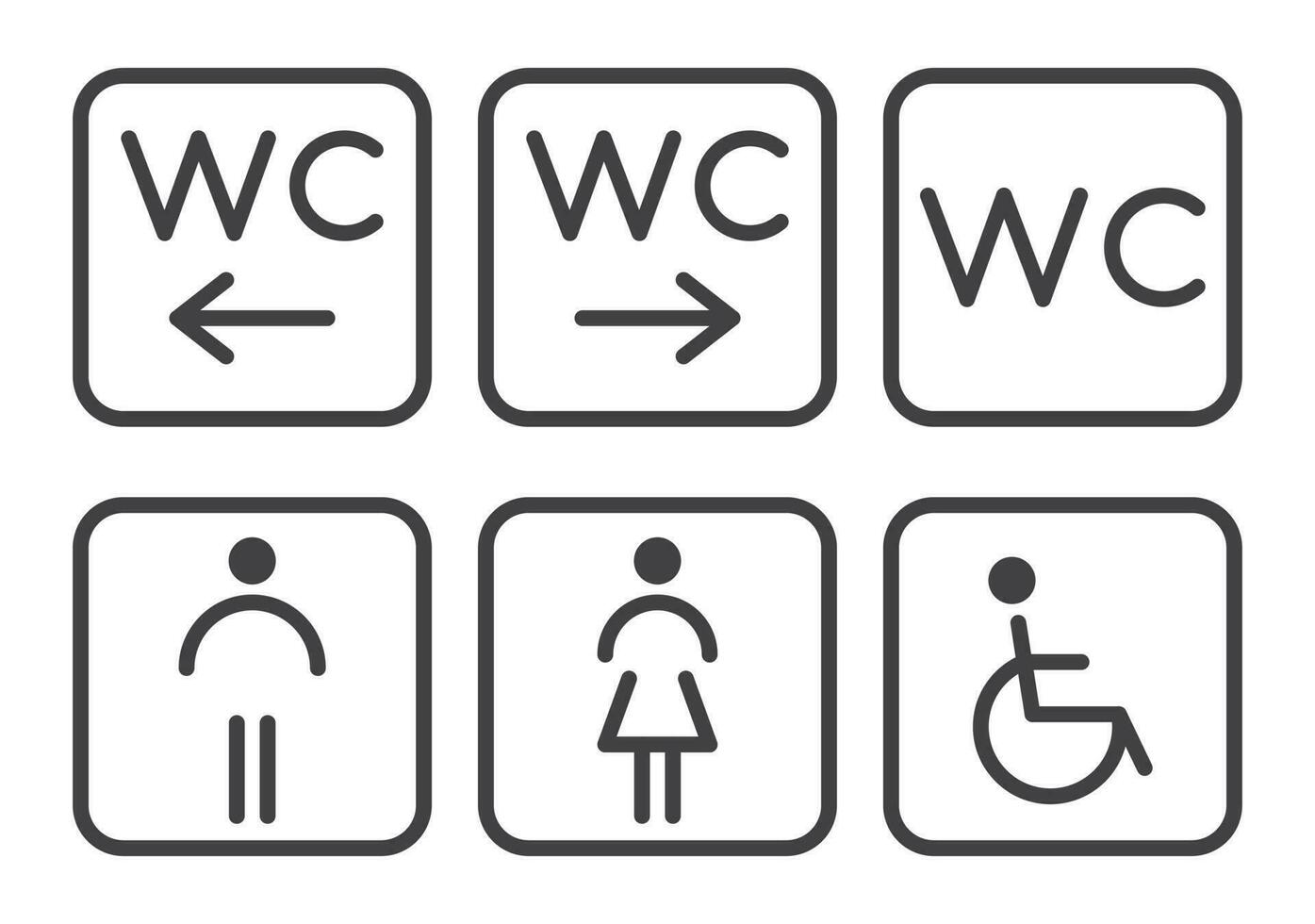 conjunto do banheiro ícones - desabilitado, infantil, homens, mulheres. vetor