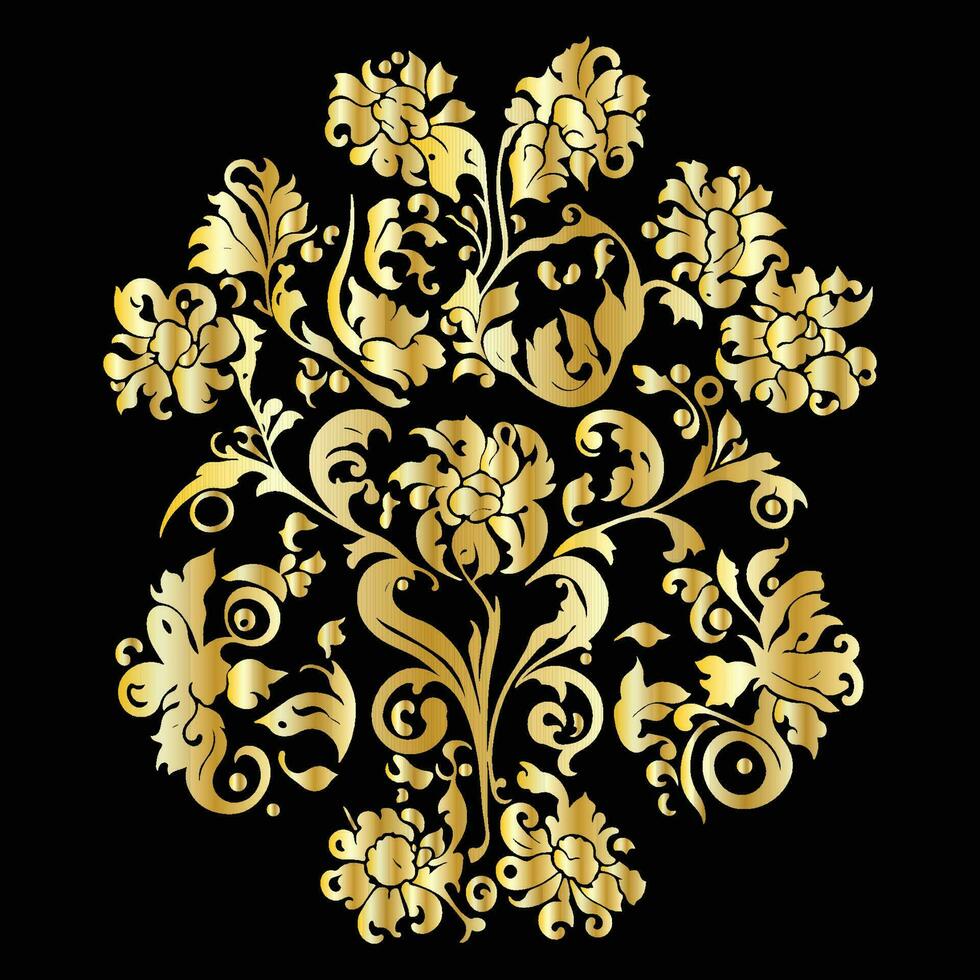 floral dourado enfeite vetor arte, dourado floral enfeites, floral decorativo elementos vetor