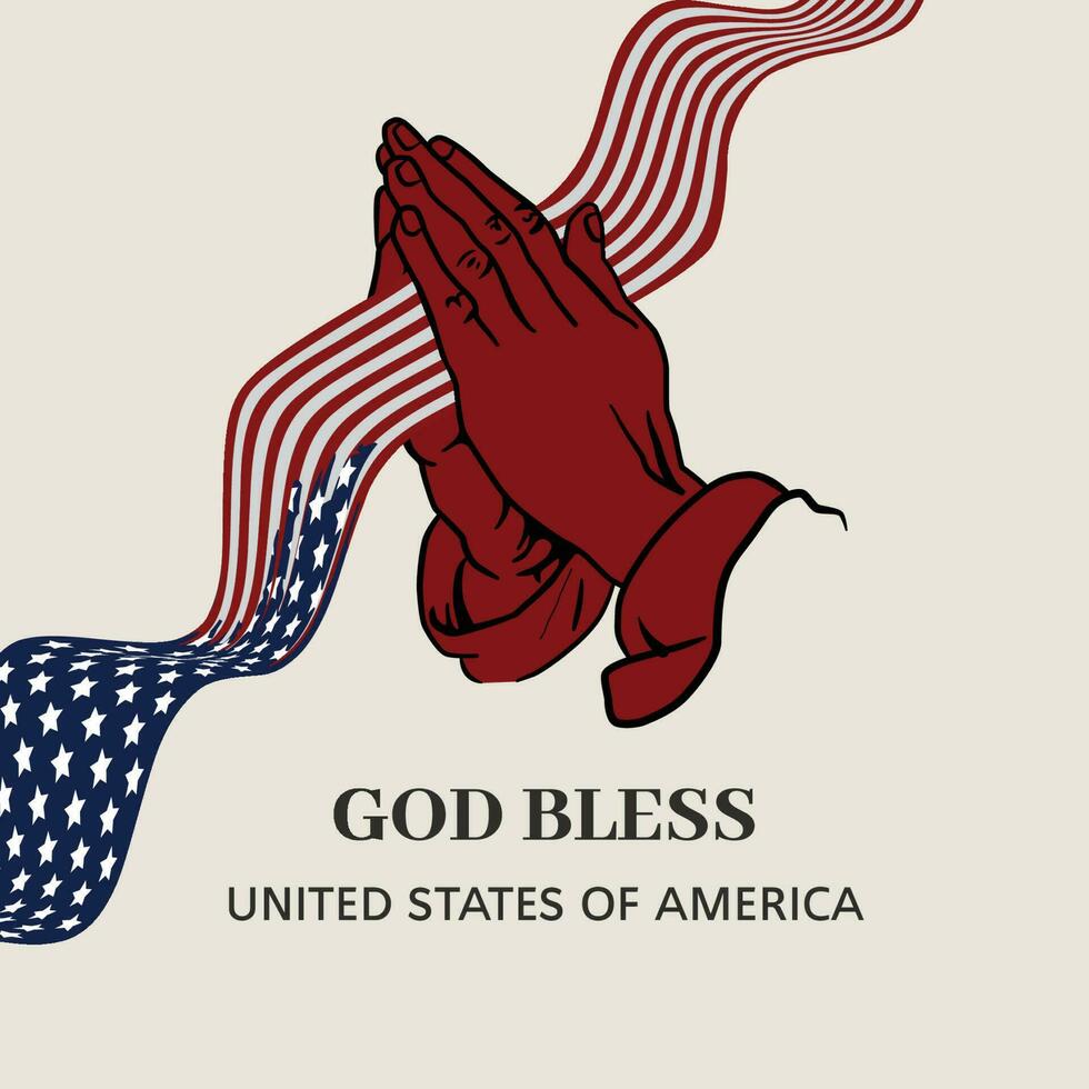 Deus abençoar Unidos Estado do América poster com americano bandeira vetor