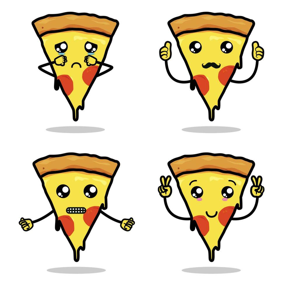 pizza fatia personagem mascote ilustração vetor