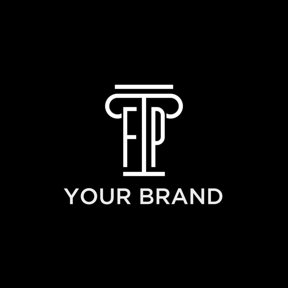 fp monograma inicial logotipo com pilar forma ícone Projeto vetor