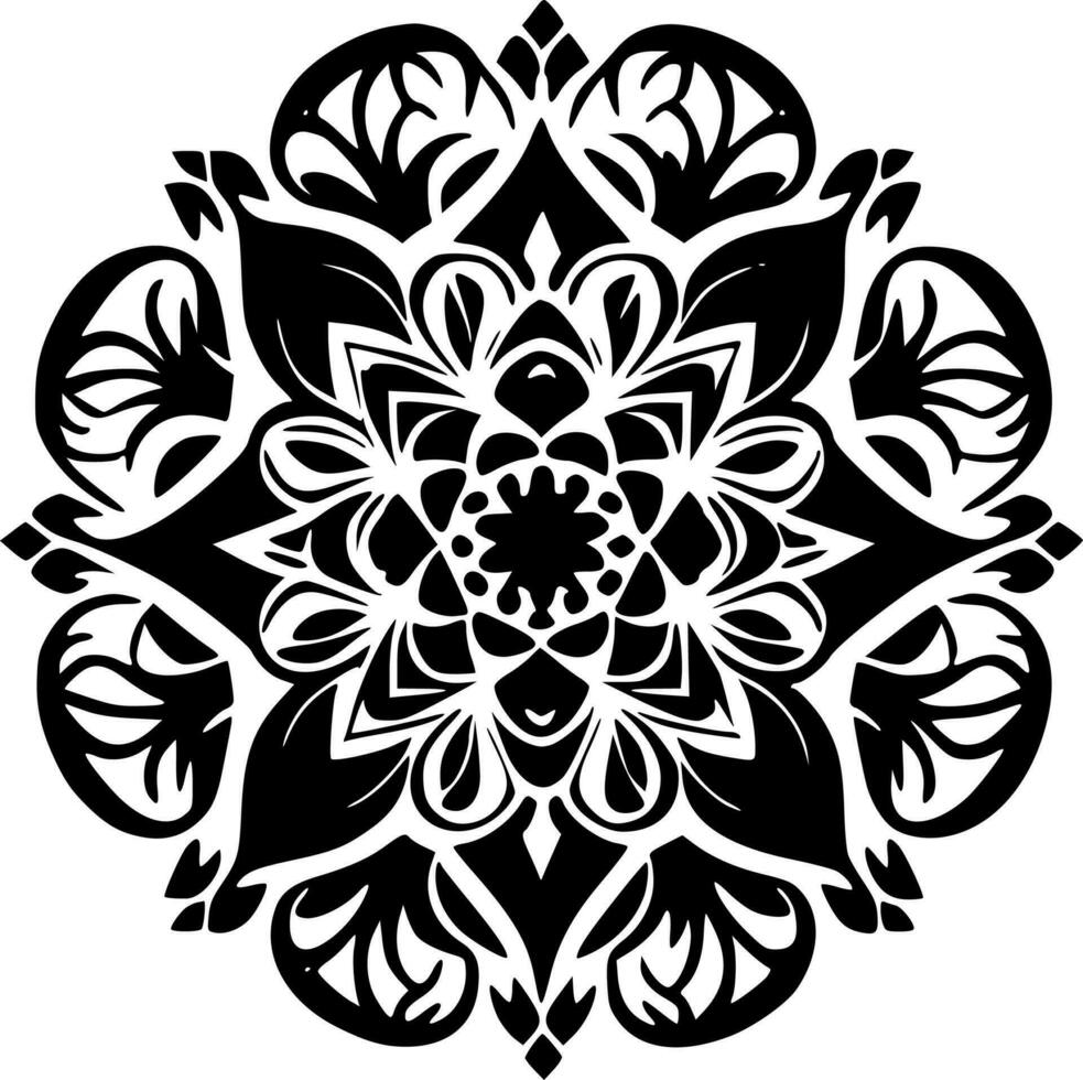 mandala - Preto e branco isolado ícone - vetor ilustração