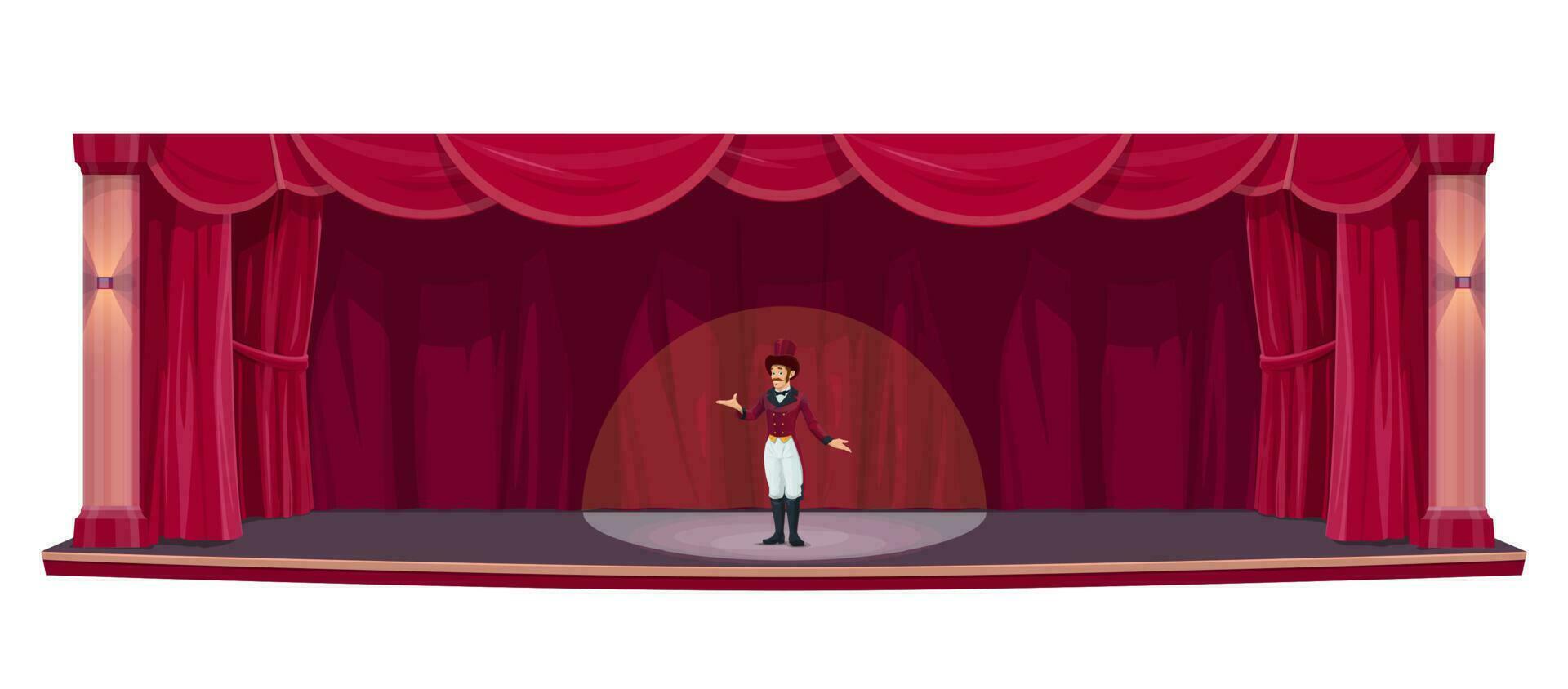 teatro etapa vermelho cortinas cortinas, ator mostrar vetor
